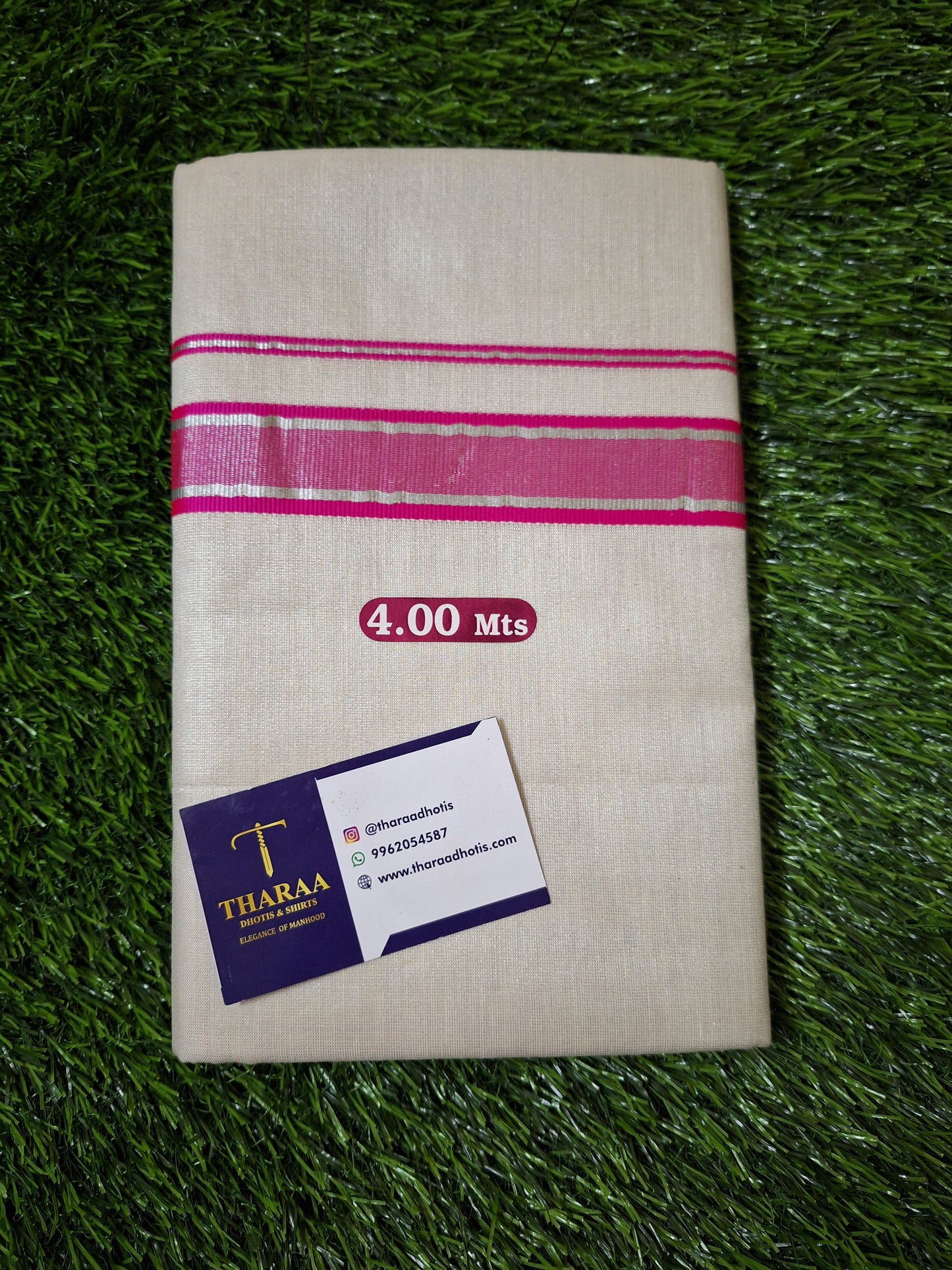 Pink - Silver Tissue Dhoti