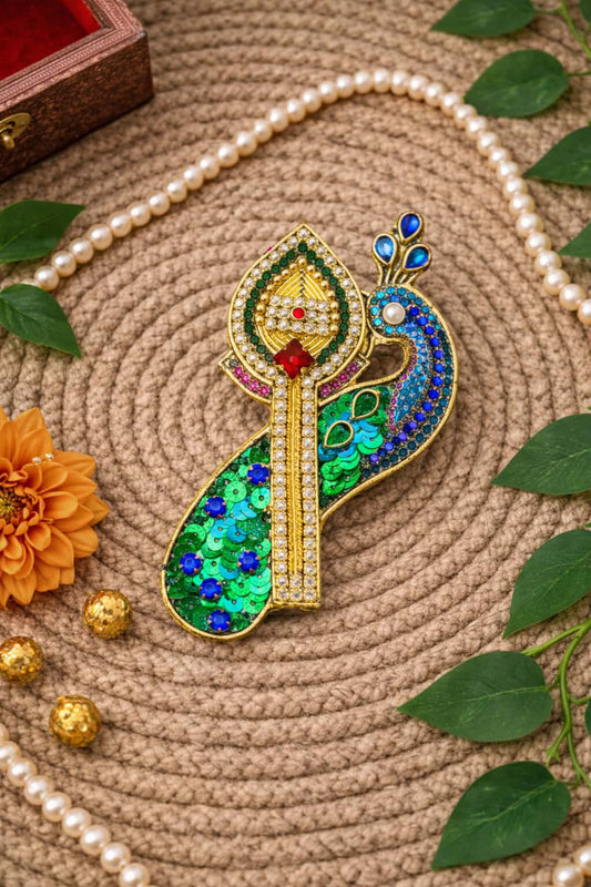 Vel with Peacock Brooch