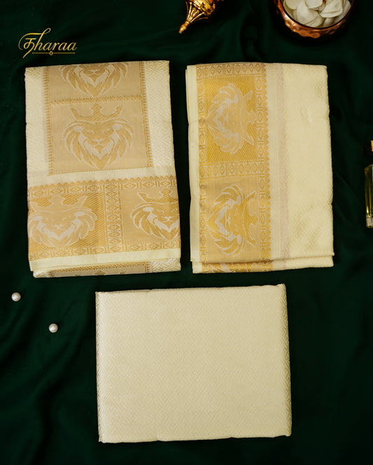 Simhavarman Style 1(Semi Silk|Line border dhoti)